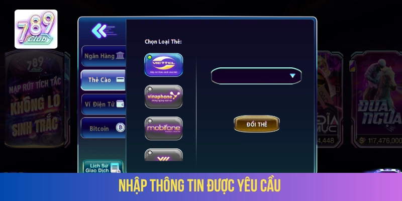 Điền đầy đủ những dữ liệu cần thiết cho giao dịch